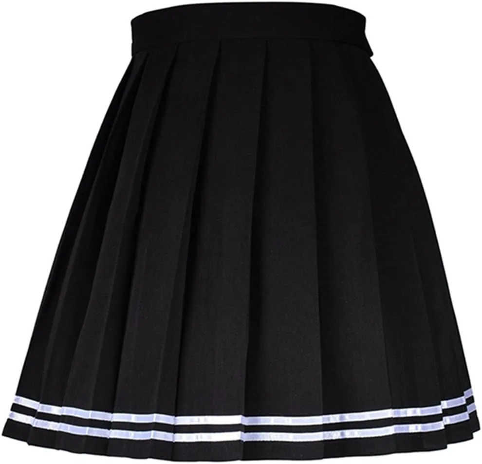 Women High-Waisted Pleated Mini Skirts School Tennis Skirt