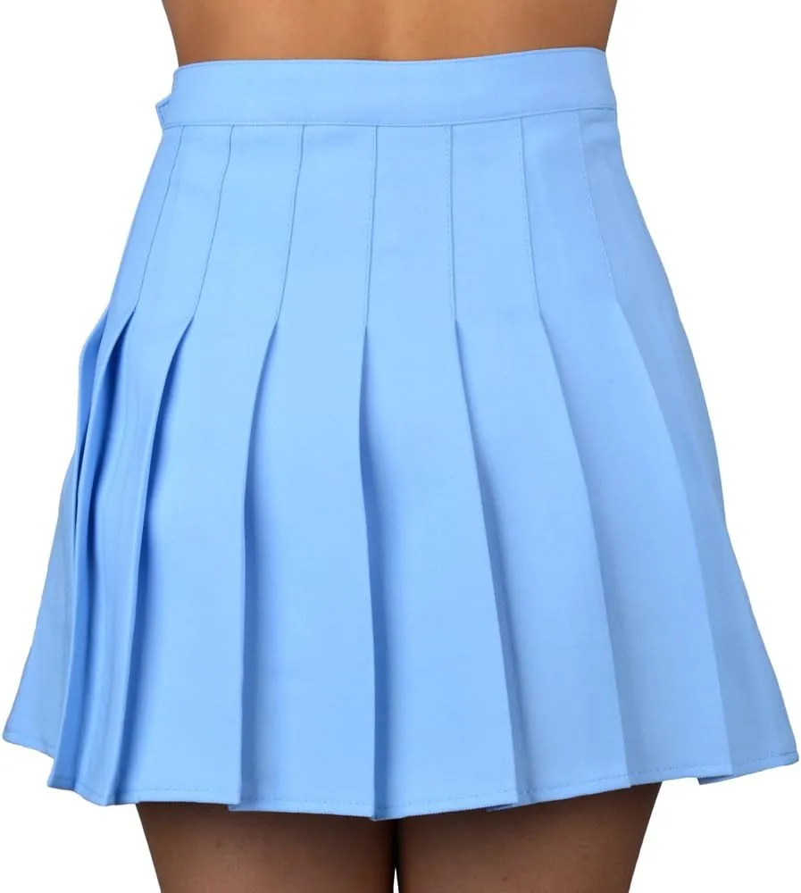 Women High-Waisted Pleated Mini Skirts with Soft Shorts Underneath