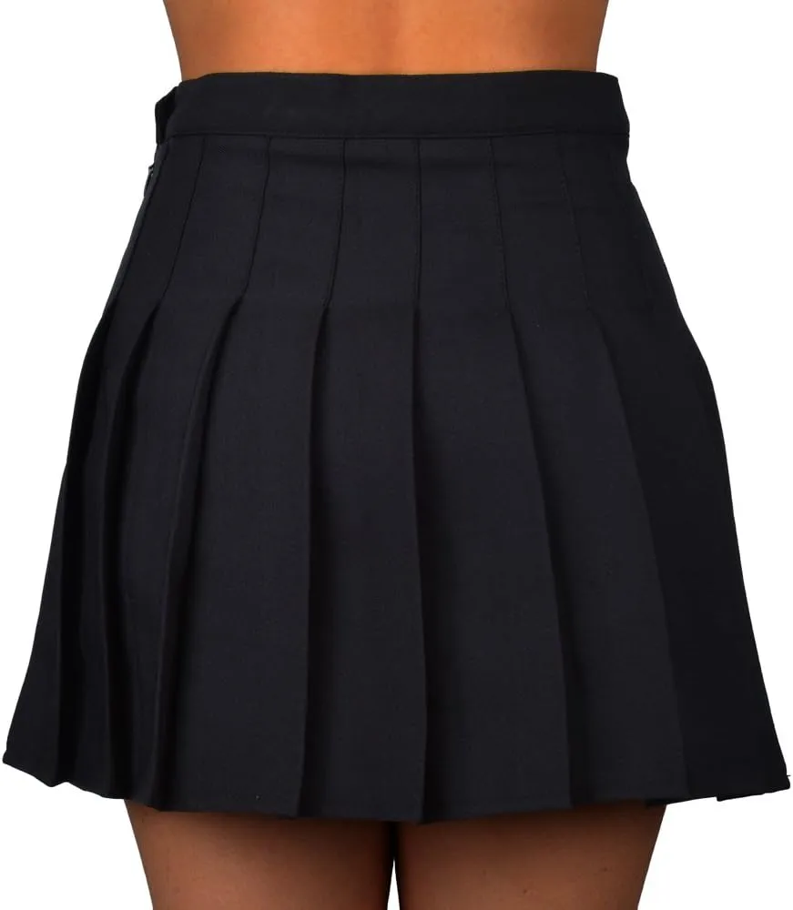 Women High-Waisted Pleated Mini Skirts with Soft Shorts Underneath