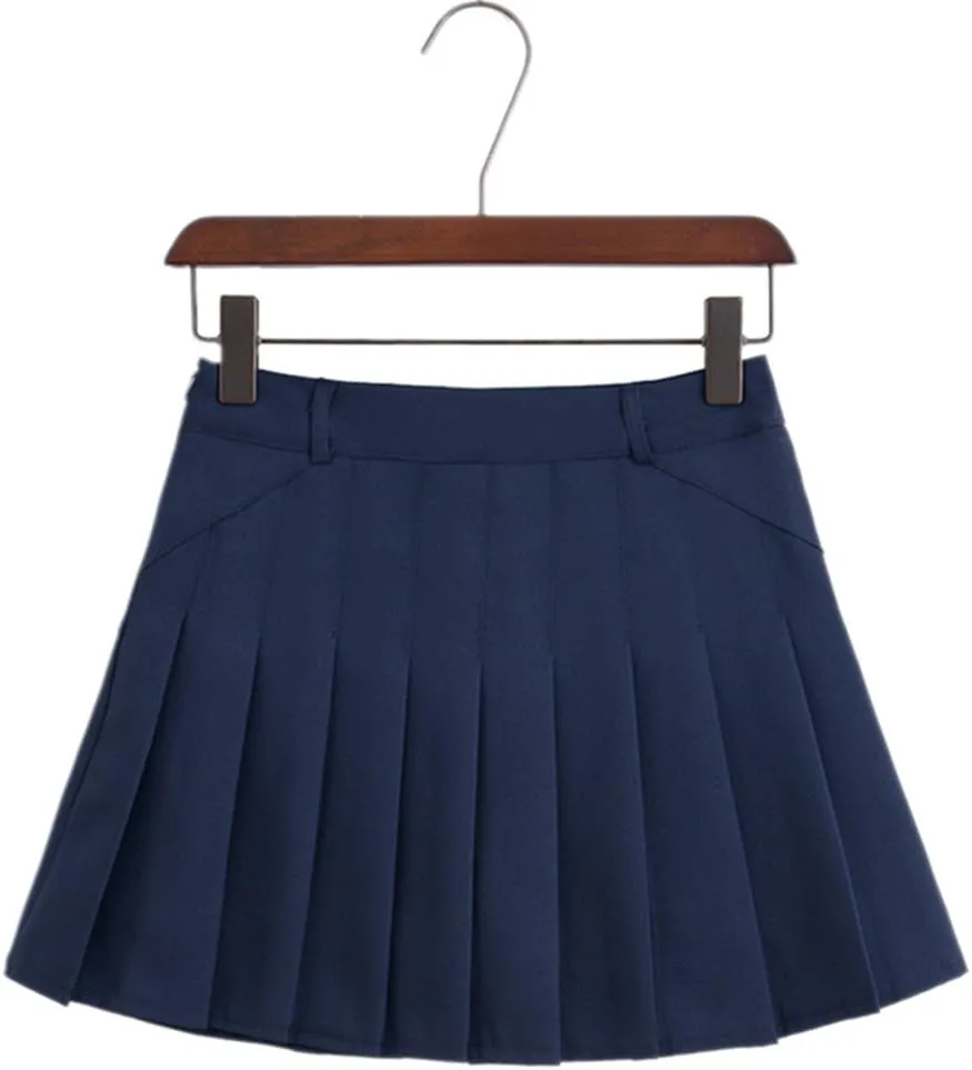 Women High-Waisted Pleated Mini Skirts with Soft Shorts Underneath