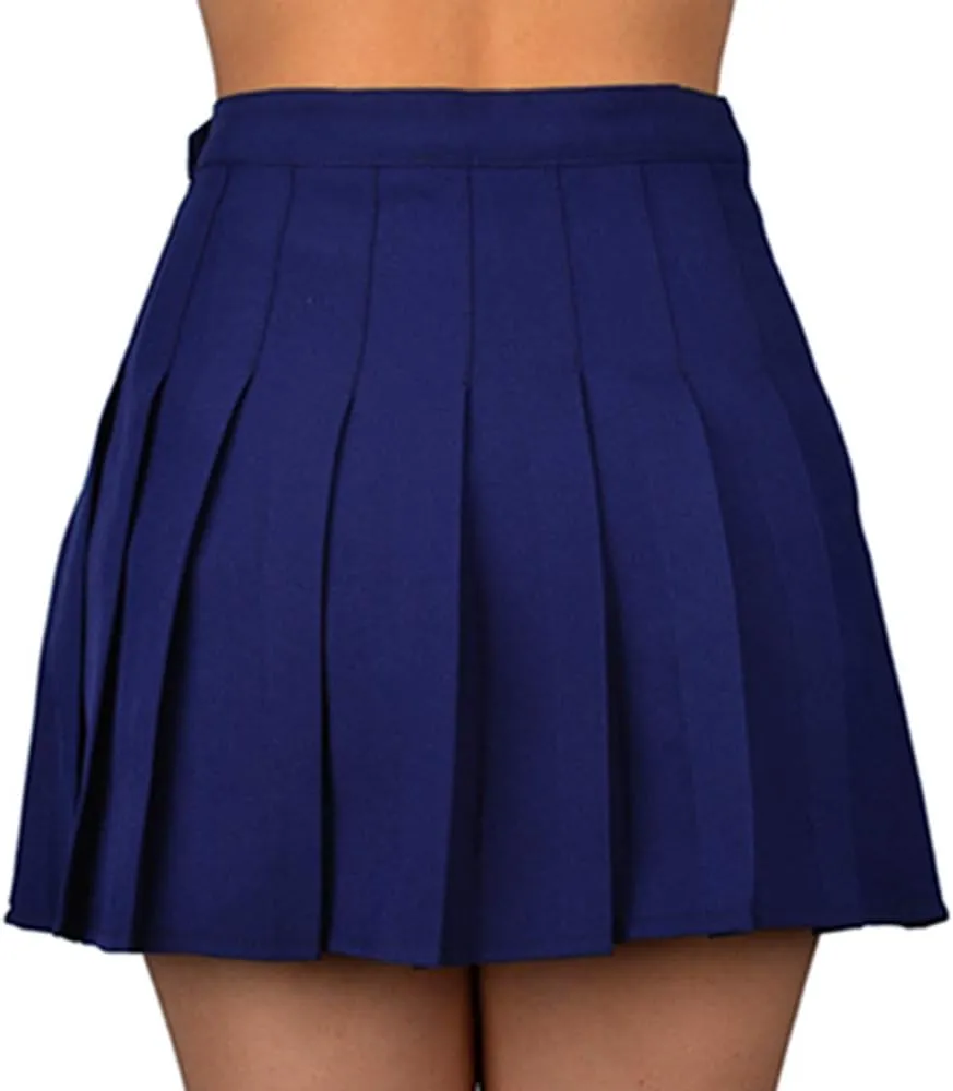 Women High-Waisted Pleated Mini Skirts with Soft Shorts Underneath