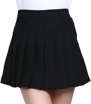 Women High-Waisted Pleated Mini Skirts with Soft Shorts Underneath