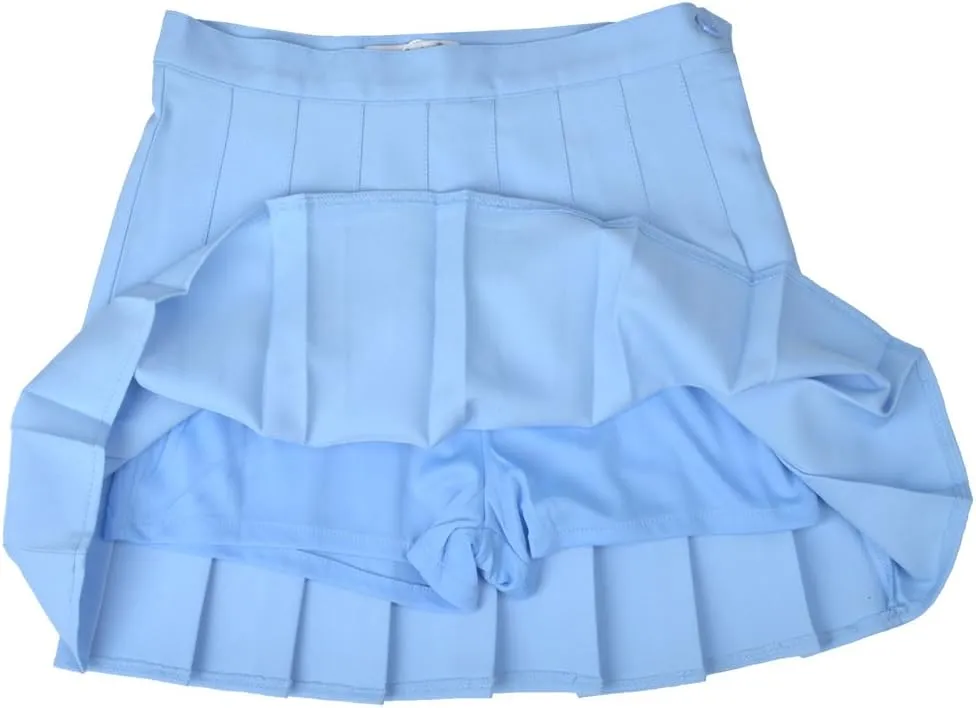 Women High-Waisted Pleated Mini Skirts with Soft Shorts Underneath