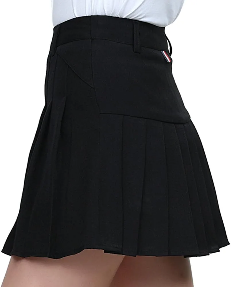 Women High-Waisted Pleated Mini Skirts with Soft Shorts Underneath