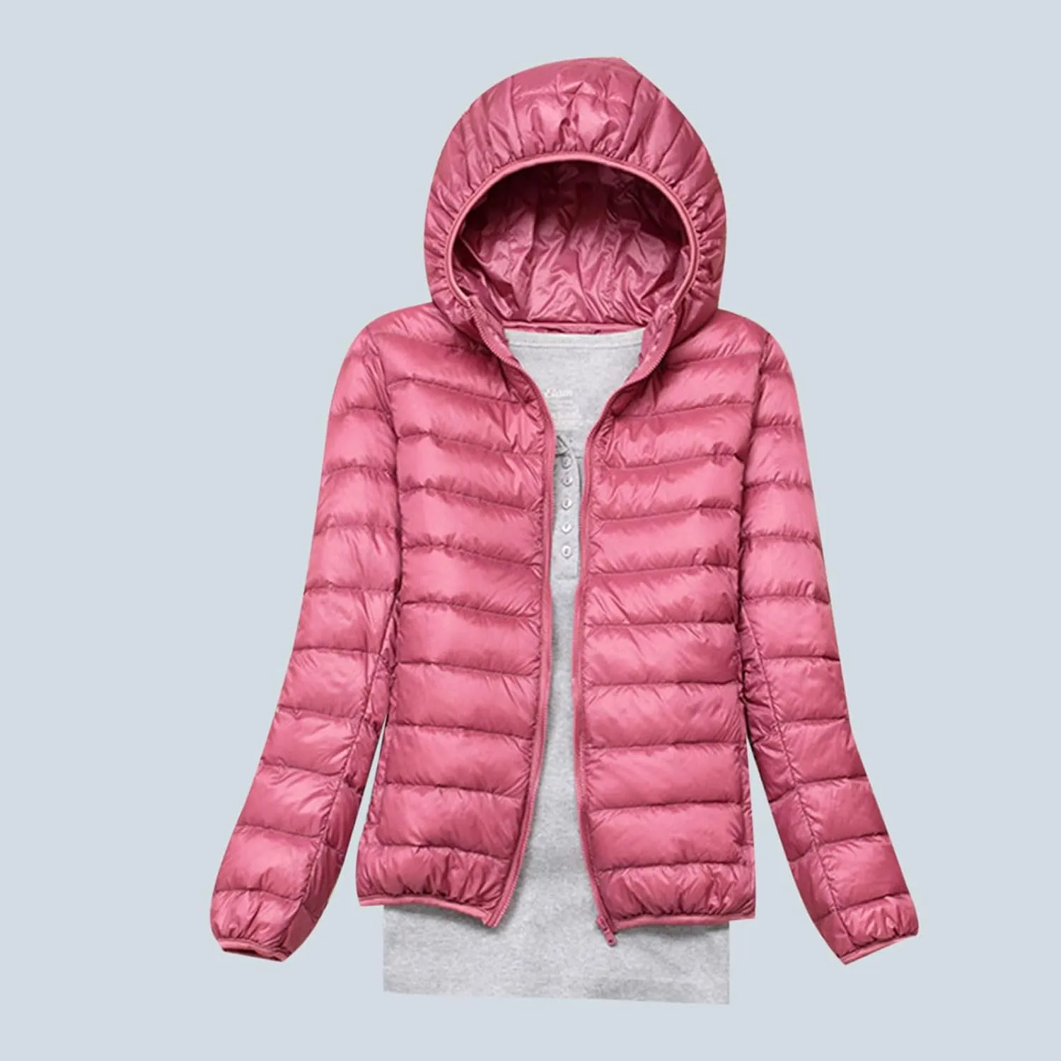 Women Lightweight Down Puffer Jacket with Hood Zip Up Long Sleeve Winter Warm Coat Thermal Puffer Jacket Outerwear