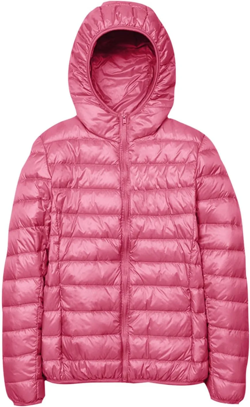 Women Lightweight Down Puffer Jacket with Hood Zip Up Long Sleeve Winter Warm Coat Thermal Puffer Jacket Outerwear