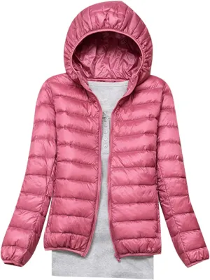 Women Lightweight Down Puffer Jacket with Hood Zip Up Long Sleeve Winter Warm Coat Thermal Puffer Jacket Outerwear