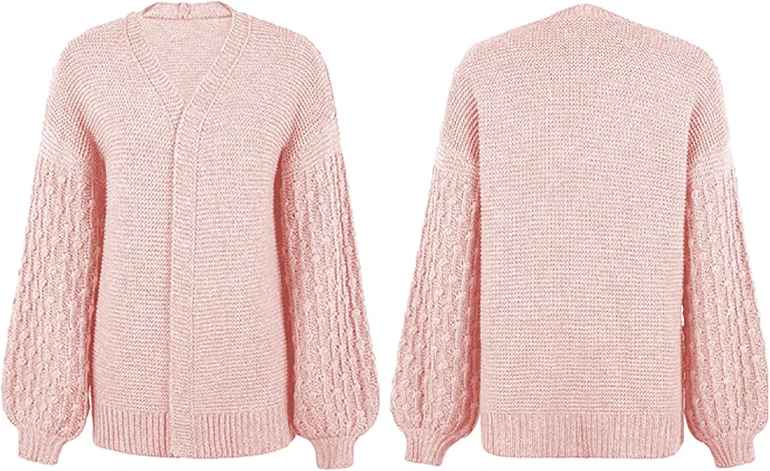 Women Open Front Cardigan Sweaters Casual Loose Chunky Knit Outwear Coat Casual Solid Color Lantern Sleeves Jacke