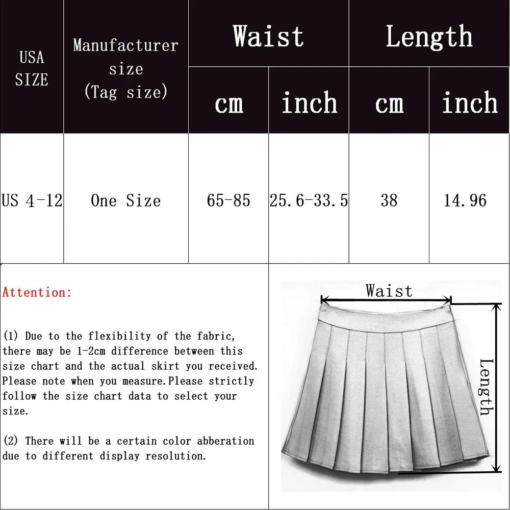 Women Plaid Kawaii Elastic High Waist Pleated Mini Skirts Chain Belt