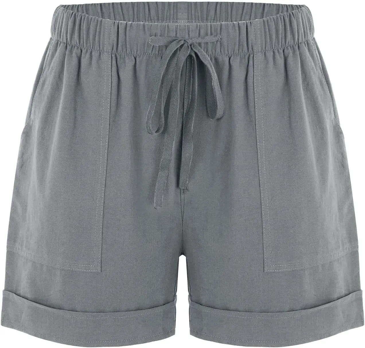 Women Summer Shorts Casual Trendy Wide Leg Pocket Comfy Beach Short Pants Drawstring Waist Bermuda