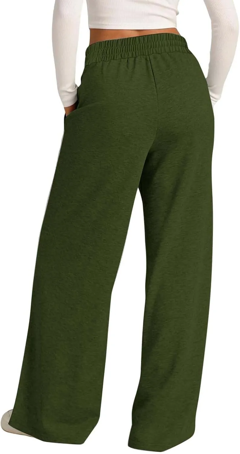 Women Wide Leg Sweatpant High Waist Baggy Straight Leg Casual Drawstring Waist Workout Joggers Pants with Pockets