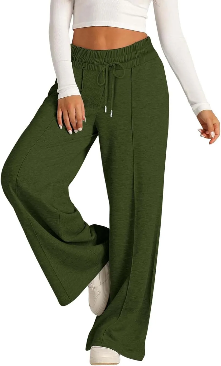 Women Wide Leg Sweatpant High Waist Baggy Straight Leg Casual Drawstring Waist Workout Joggers Pants with Pockets