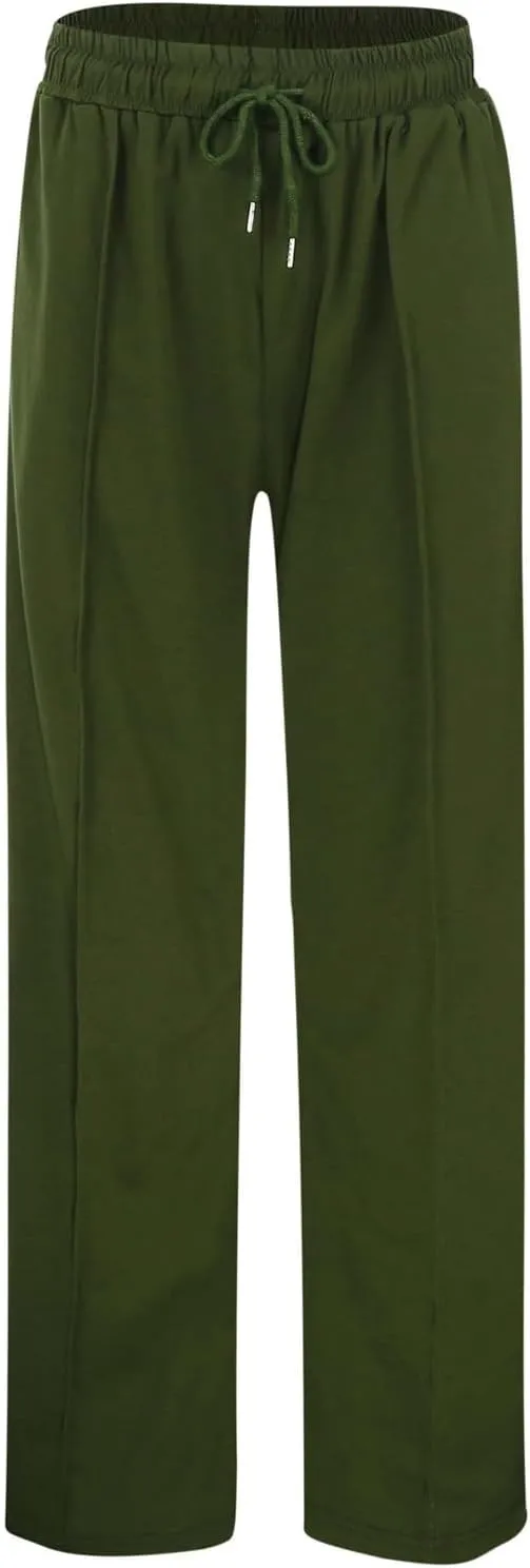 Women Wide Leg Sweatpant High Waist Baggy Straight Leg Casual Drawstring Waist Workout Joggers Pants with Pockets