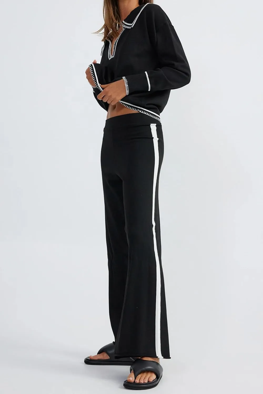 Women's 2 Piece Knit Sweater Sets Outfits Long Sleeve Long Sleeve Wide Leg Pants Lounge Sets Tracksuits Outfit