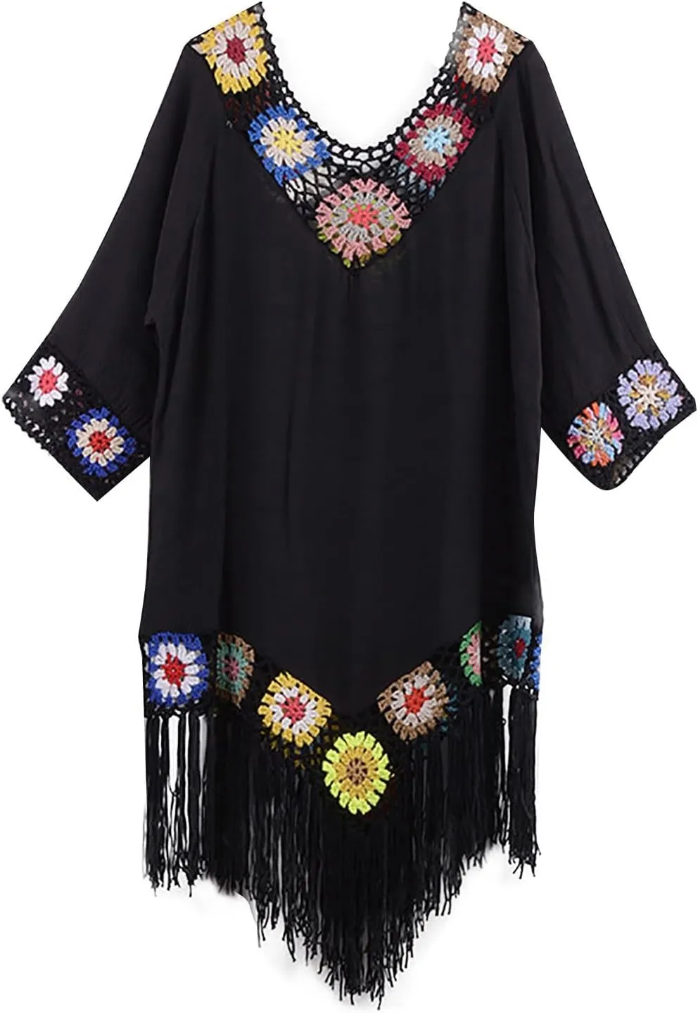 Womens Beach Cover up Crochet Plus Size Summer Dresses Casual Resort Wear Bathing Suit Cover up Sexy V Neck Swimwear