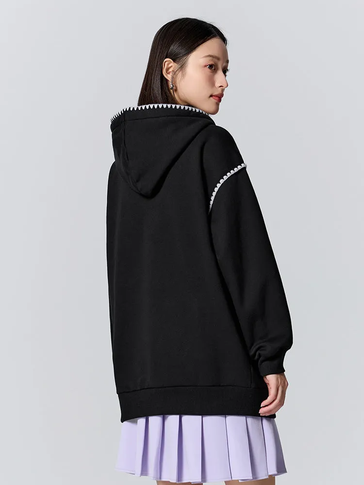 Women's cream white hooded sweatshirt