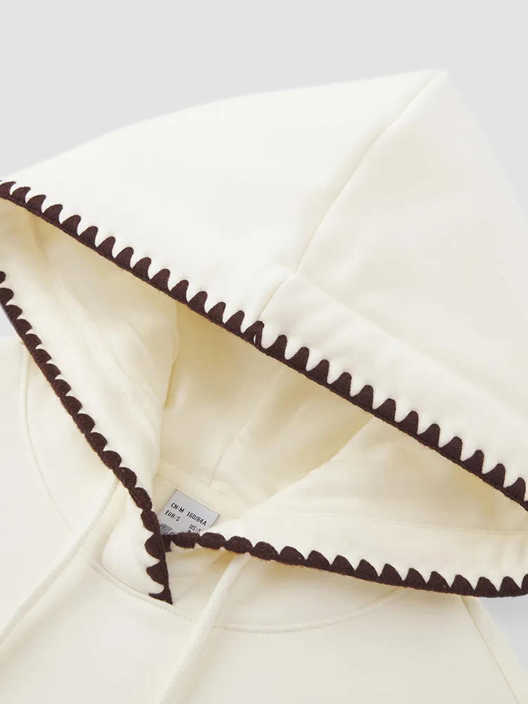 Women's cream white hooded sweatshirt