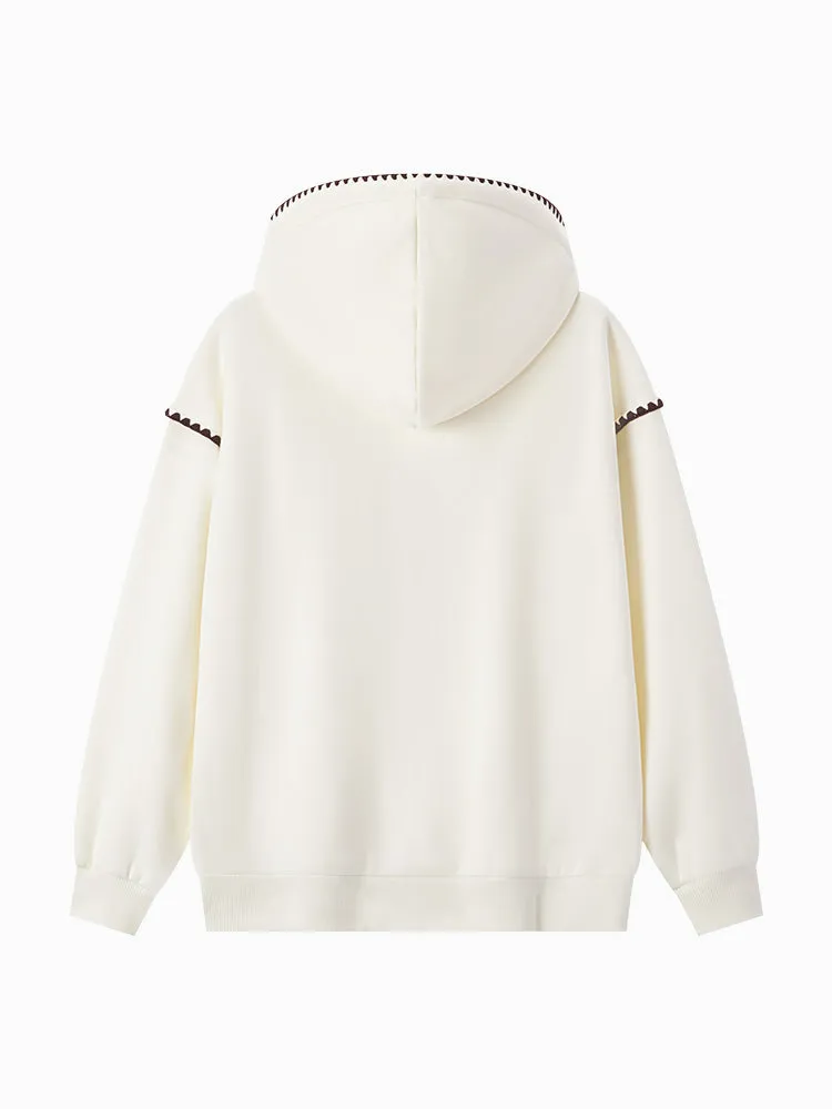 Women's cream white hooded sweatshirt