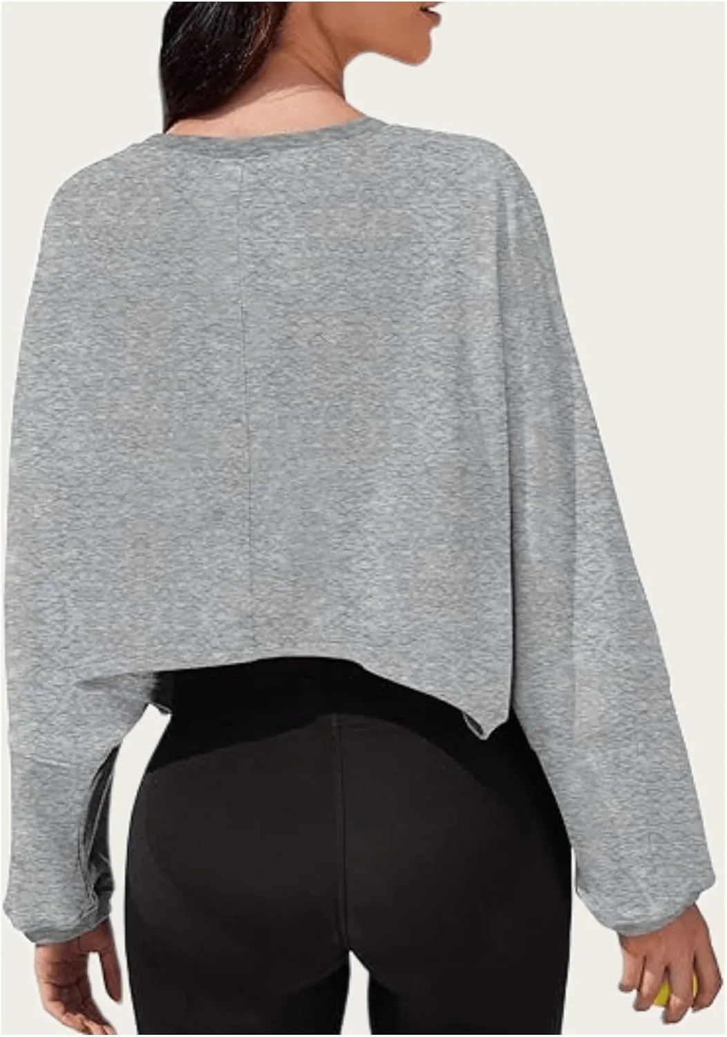 Women's Crewneck Long Sleeve Cropped Sweatshirt Casual Sports Fall Crop Tops