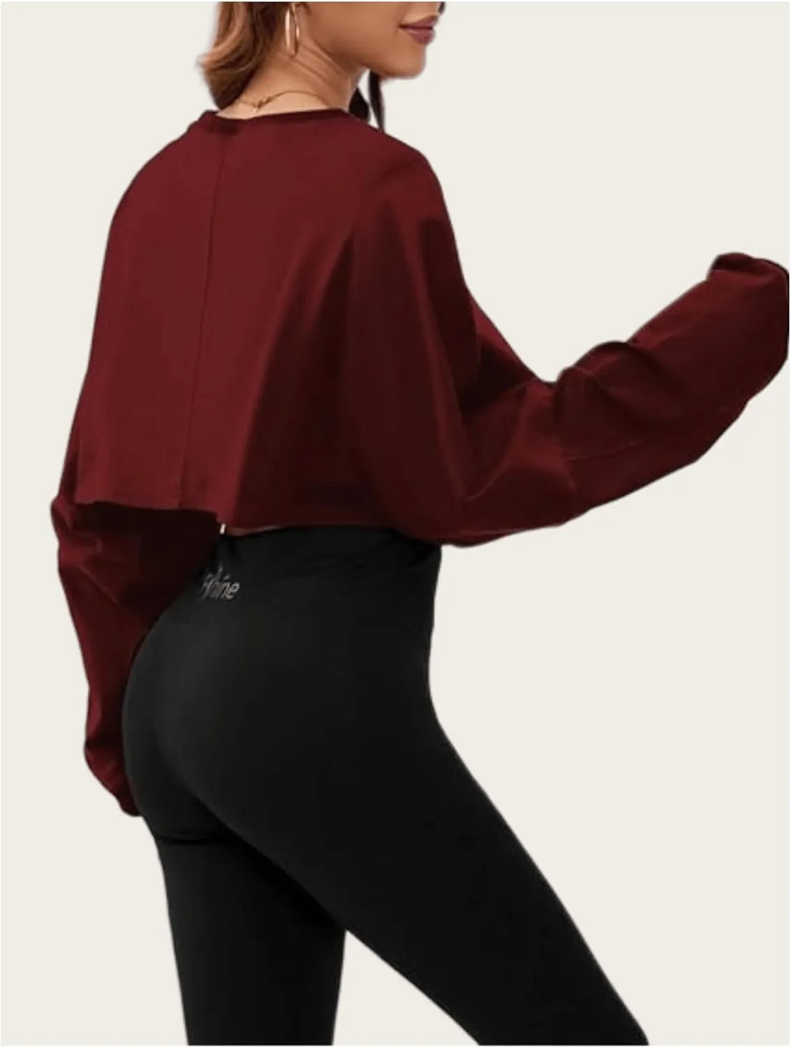 Women's Crewneck Long Sleeve Cropped Sweatshirt Casual Sports Fall Crop Tops