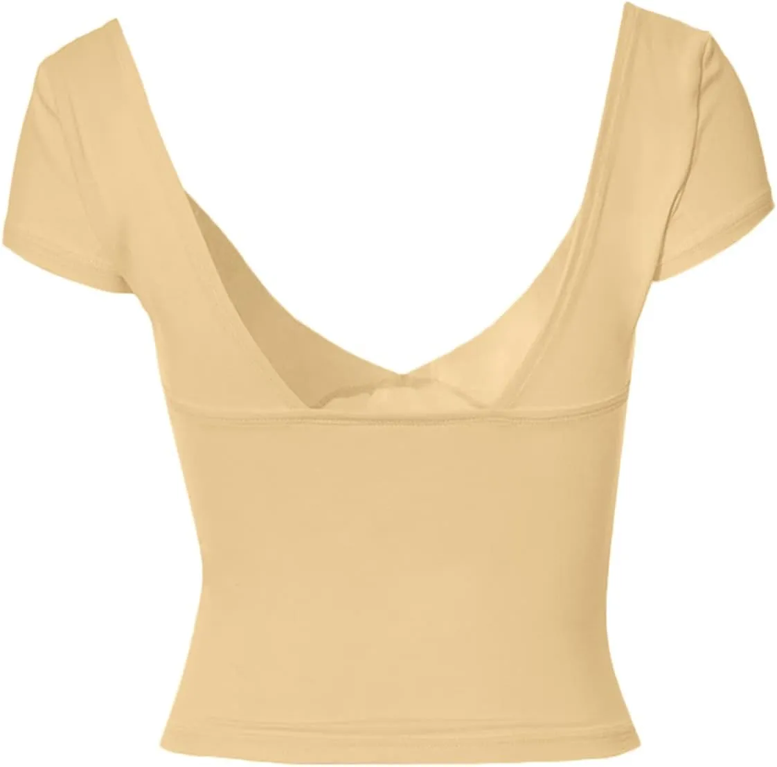 Womens Crop Tops Cami Deep V Neck Sexy Y2K Shirt Short Sleeve Backless Basic Summer Casual Tee Shirts Cami Crop Tops