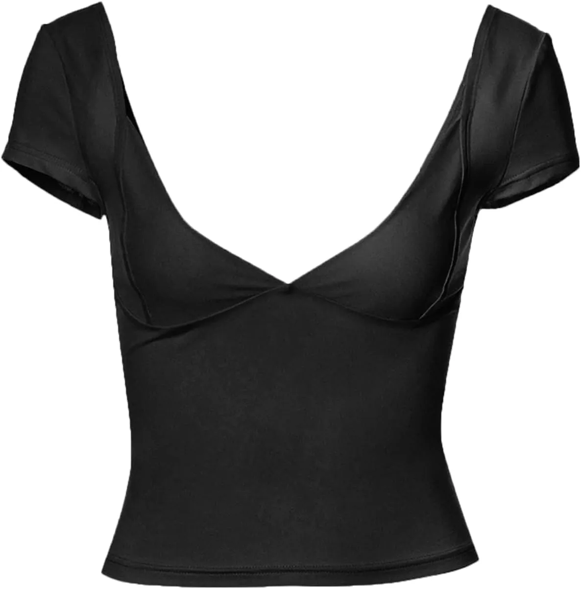 Womens Crop Tops Cami Deep V Neck Sexy Y2K Shirt Short Sleeve Backless Basic Summer Casual Tee Shirts Cami Crop Tops