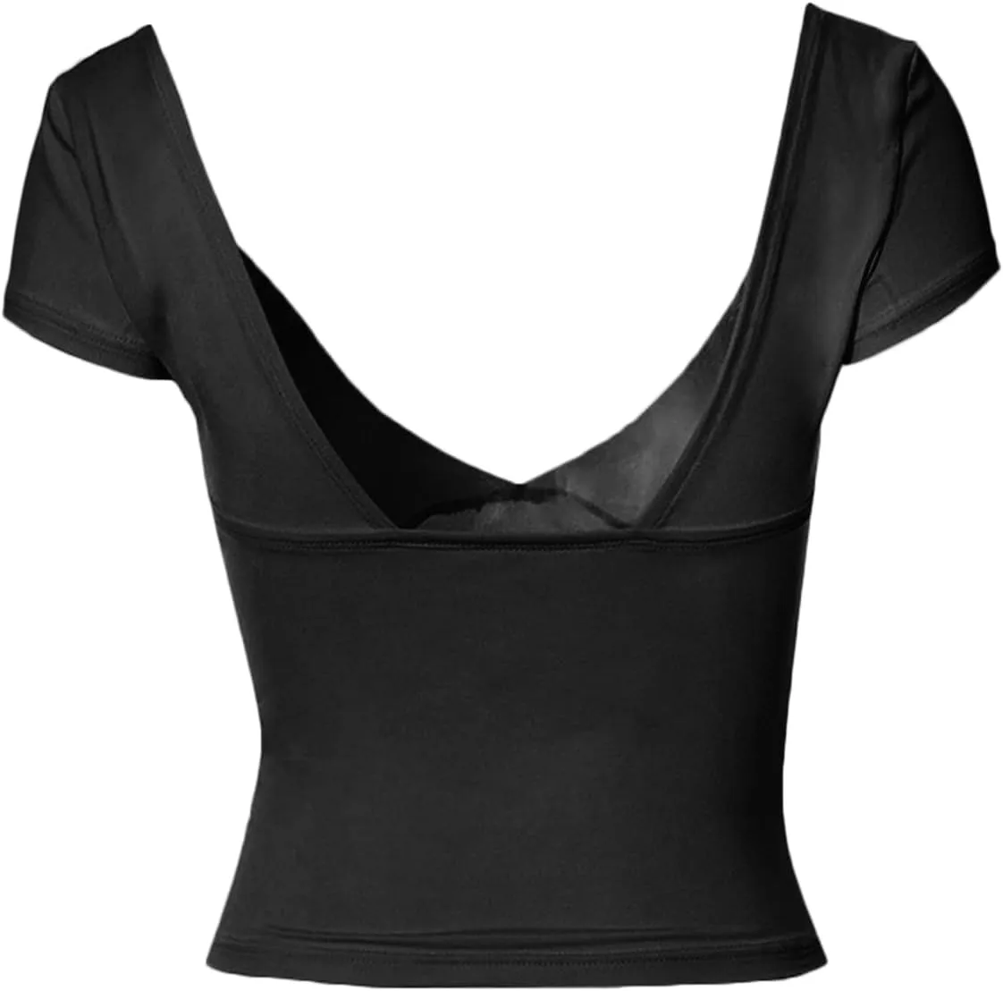 Womens Crop Tops Cami Deep V Neck Sexy Y2K Shirt Short Sleeve Backless Basic Summer Casual Tee Shirts Cami Crop Tops