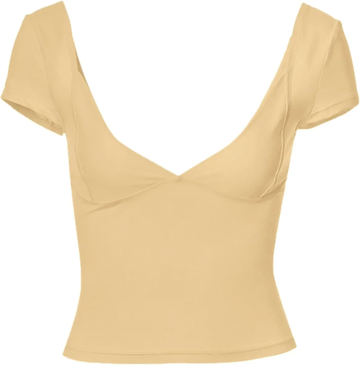 Womens Crop Tops Cami Deep V Neck Sexy Y2K Shirt Short Sleeve Backless Basic Summer Casual Tee Shirts Cami Crop Tops