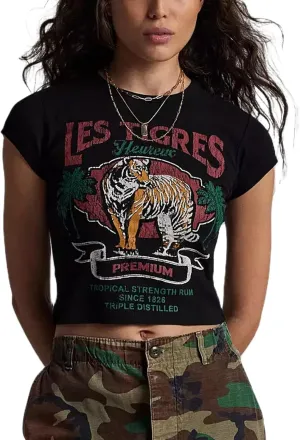 Womens Graphic Print Baby Tees Y2k Cute Tiger Slim Fitted Crop Tops Vintage Aesthetic T Shirts Teen Girl Clothes
