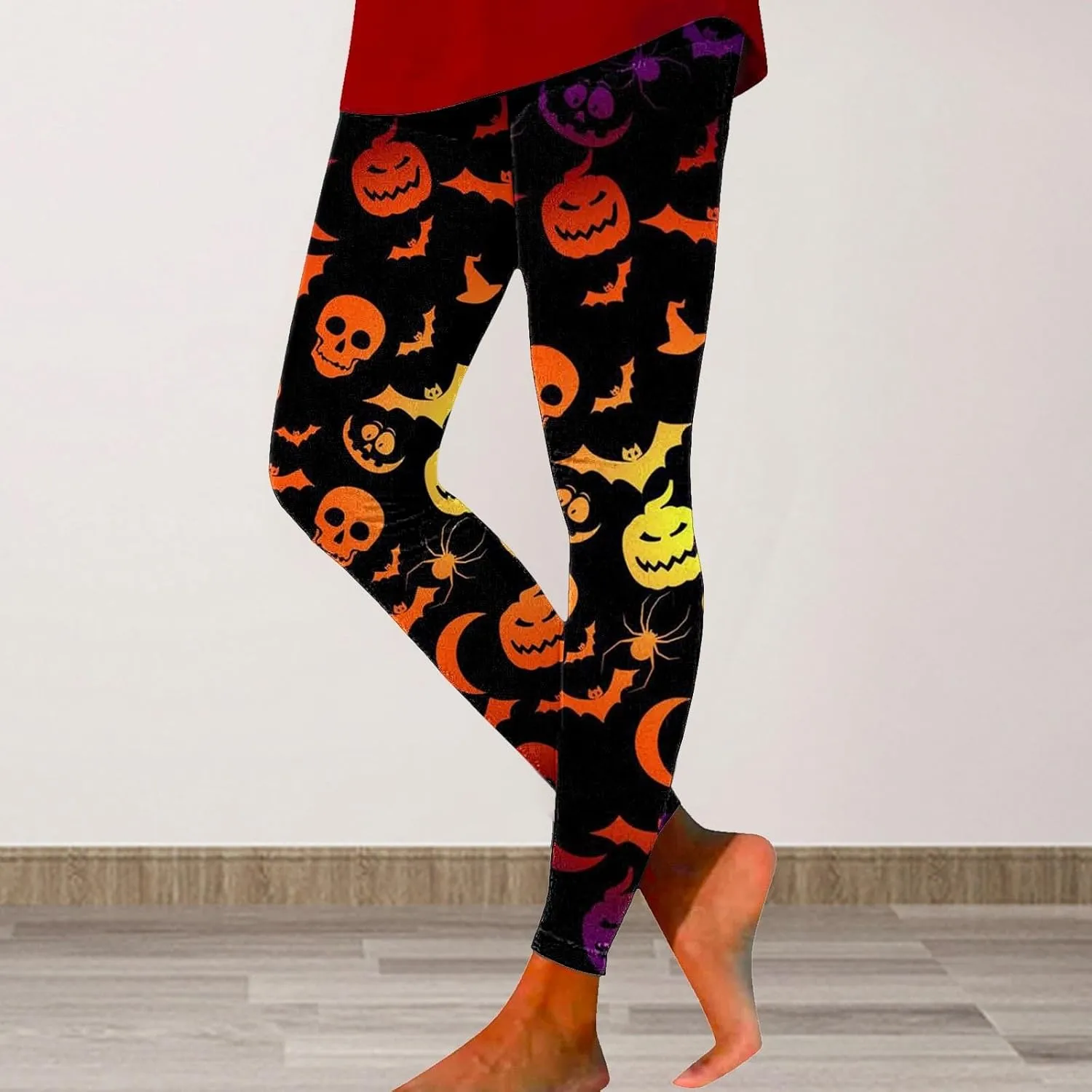 Women's Halloween Funny Graphic Skinny Leggings Halloween Print Collection High Waist Women Leggings Compression