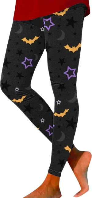 Women's Halloween Funny Graphic Skinny Leggings Halloween Print Collection High Waist Women Leggings Compression