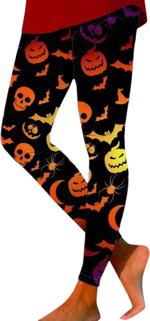 Women's Halloween Funny Graphic Skinny Leggings Halloween Print Collection High Waist Women Leggings Compression