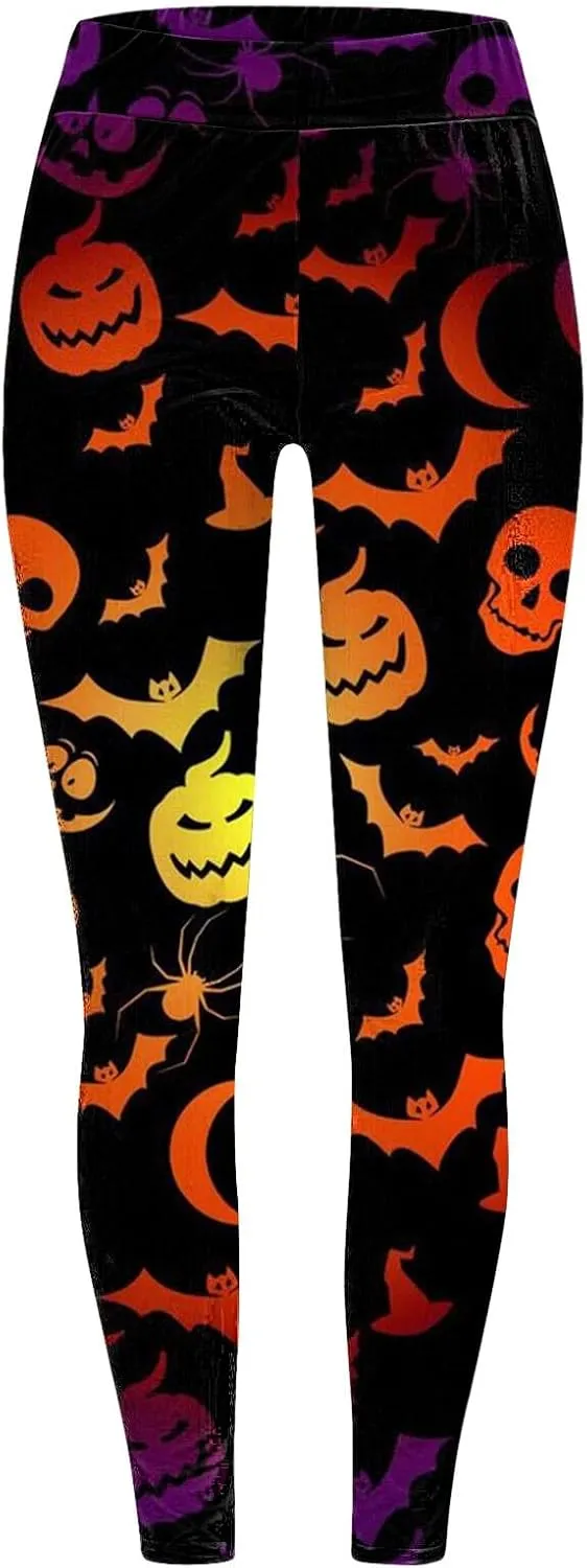 Women's Halloween Funny Graphic Skinny Leggings Halloween Print Collection High Waist Women Leggings Compression