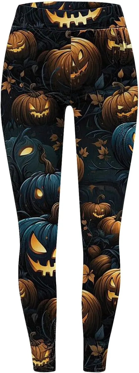Women's Halloween Funny Graphic Skinny Leggings Halloween Print Collection High Waist Women's Leggings Compression