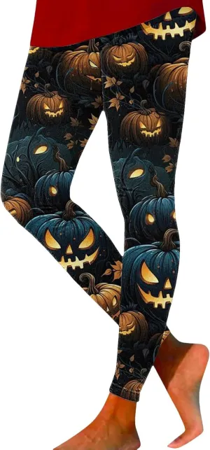 Women's Halloween Funny Graphic Skinny Leggings Halloween Print Collection High Waist Women's Leggings Compression