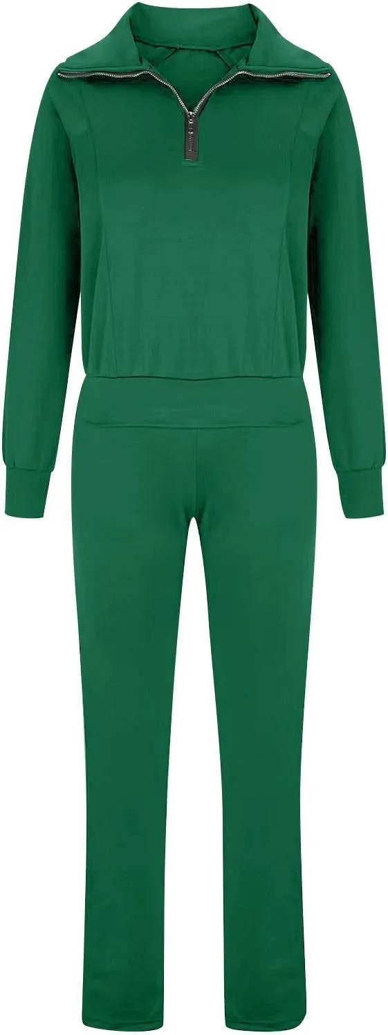 Womens Hooded 2 Piece Sweatsuit Set Trendy Half Zip Solid Tracksuit Outfits Outdoor Sports Casual Y2K Streetwear Sets