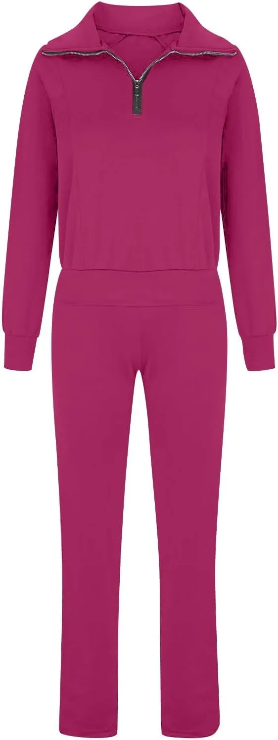 Womens Hooded 2 Piece Sweatsuit Set Trendy Half Zip Solid Tracksuit Outfits Outdoor Sports Casual Y2K Streetwear Sets