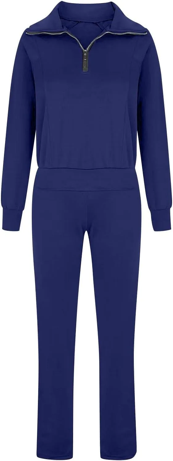 Womens Hooded 2 Piece Sweatsuit Set Trendy Half Zip Solid Tracksuit Outfits Outdoor Sports Casual Y2K Streetwear Sets