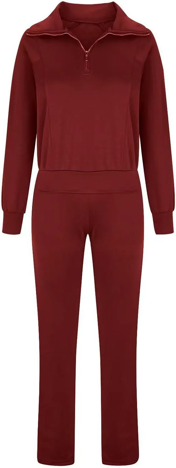 Womens Hooded 2 Piece Sweatsuit Set Trendy Half Zip Solid Tracksuit Outfits Outdoor Sports Casual Y2K Streetwear Sets