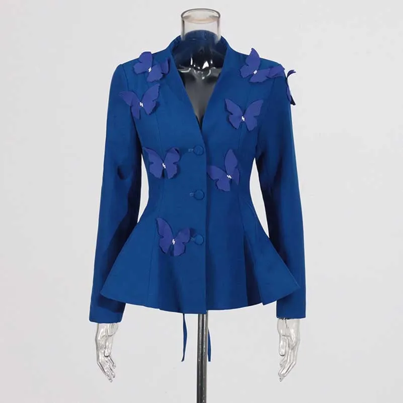 Women's Long Skirt Suit With Flower Embellished Long Sleeve Top and Midi Skirt