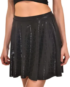 Women's Mermaid Scales Sparkle Skater Skirt Shiny Fish Scale Flared Pleated Mini Skirts