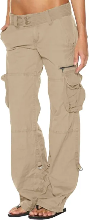 Women's Parachute Cargo Pants Y2K Trendy Teen Girls Baggy Wide Leg Hiking Pant Stretch Waist Casual Outdoor Trousers