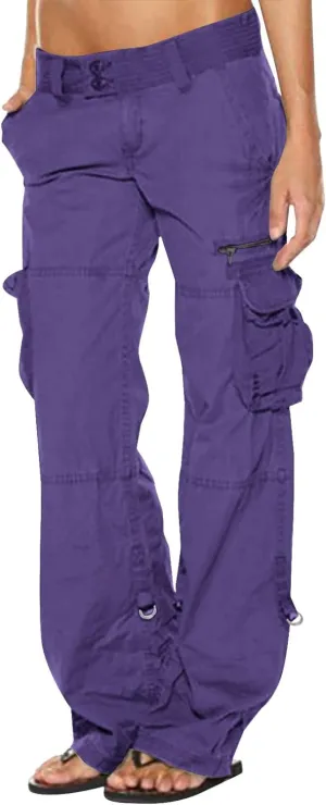 Women's Parachute Cargo Pants Y2K Trendy Teen Girls Baggy Wide Leg Hiking Pant Stretch Waist Casual Outdoor Trousers