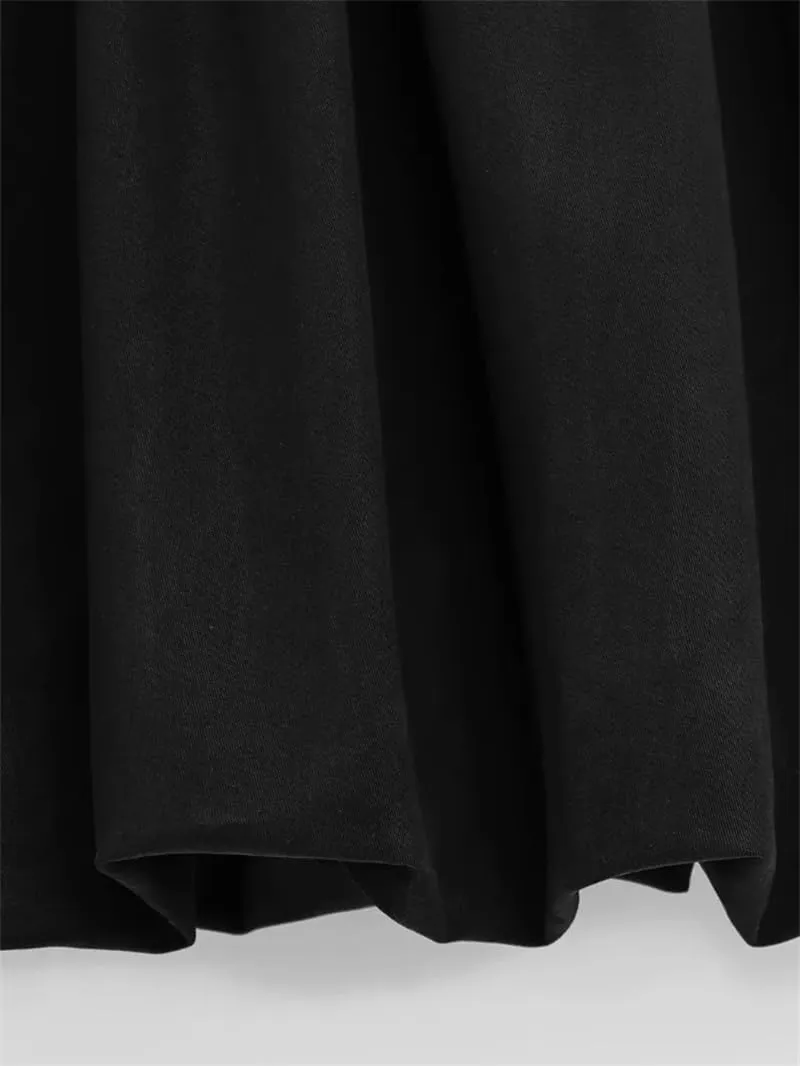 Women's Pleated Mini Skirts Vintage Solid Lantern Casual Short Skirt