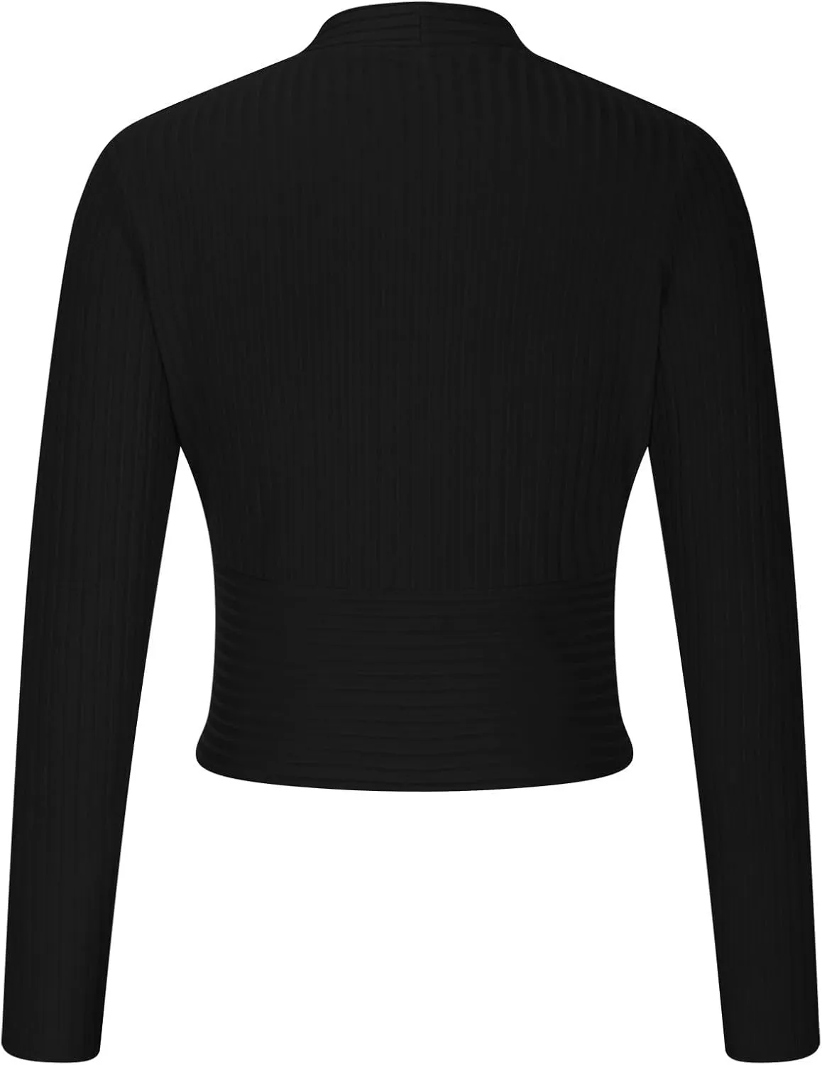 Women's Sexy Crop Tops Yoga Workout V Neck Tops Long Sleeve Slim Fit Stretchy Gym Fitness Tees Cozy Knitted Jersey Shirts