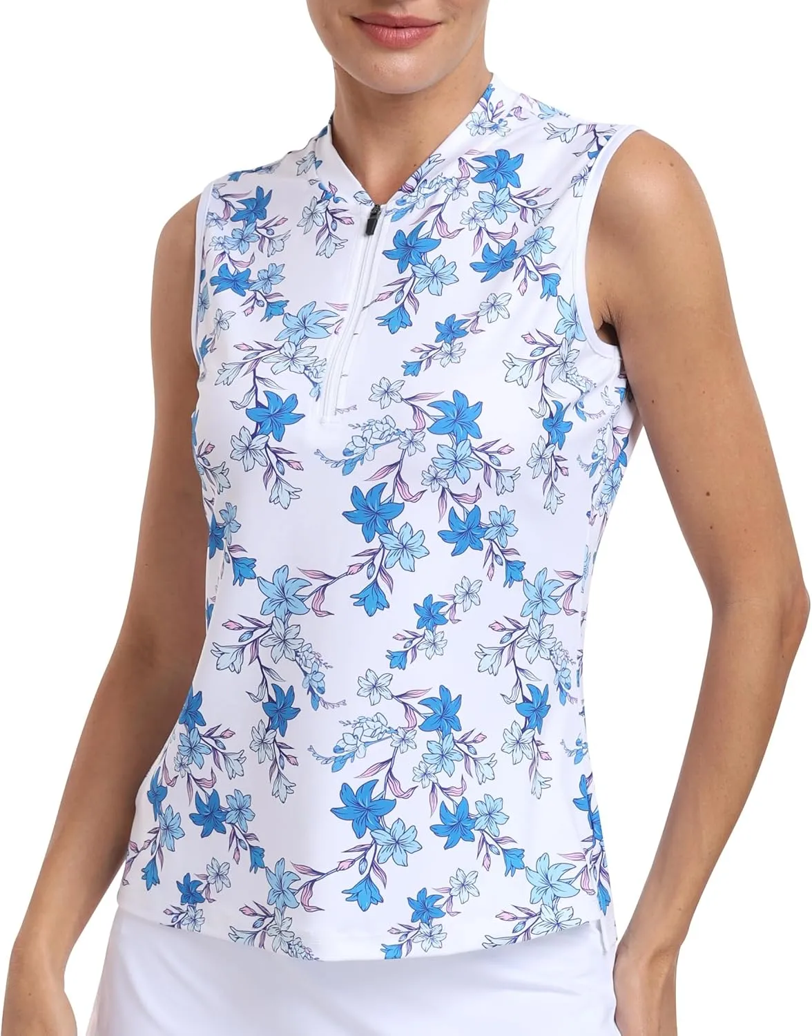 Women's Sleeveless Tennis Shirt Golf Shirts for Women Quick Dry Pickleball Shirts UPF 50  Sportswear T-Shirts with Zipper