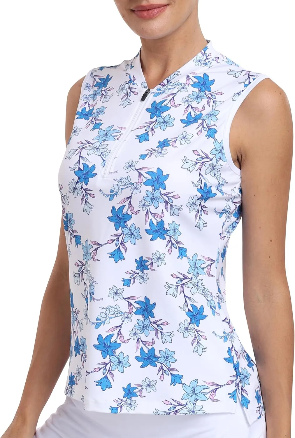 Women's Sleeveless Tennis Shirt Golf Shirts for Women Quick Dry Pickleball Shirts UPF 50  Sportswear T-Shirts with Zipper