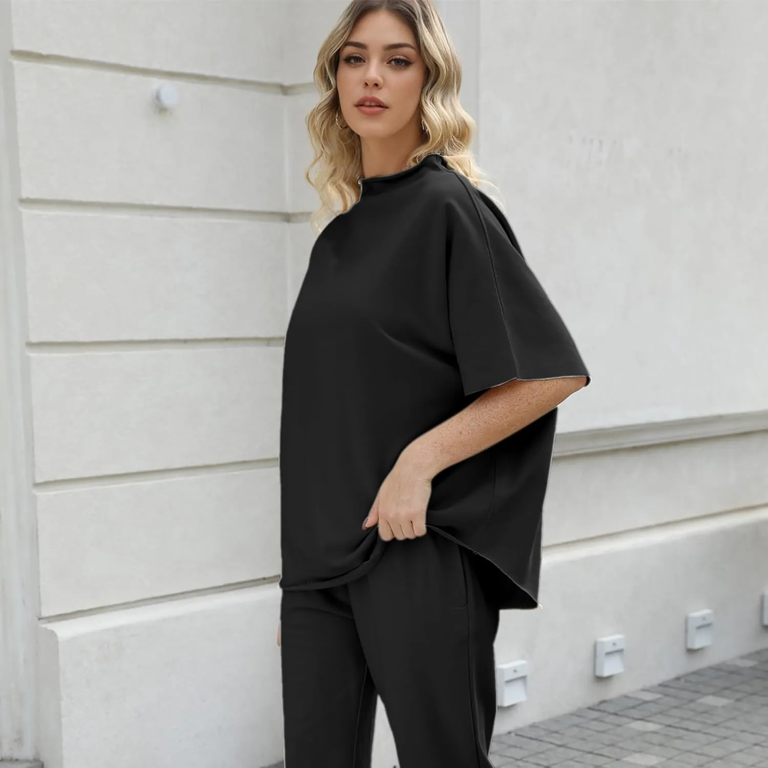 Womens Tops Batwing Sleeve Mock Neck T Shirts Oversized Tees Maternity Workout Casual Blouses Trendy Y2K Outfits