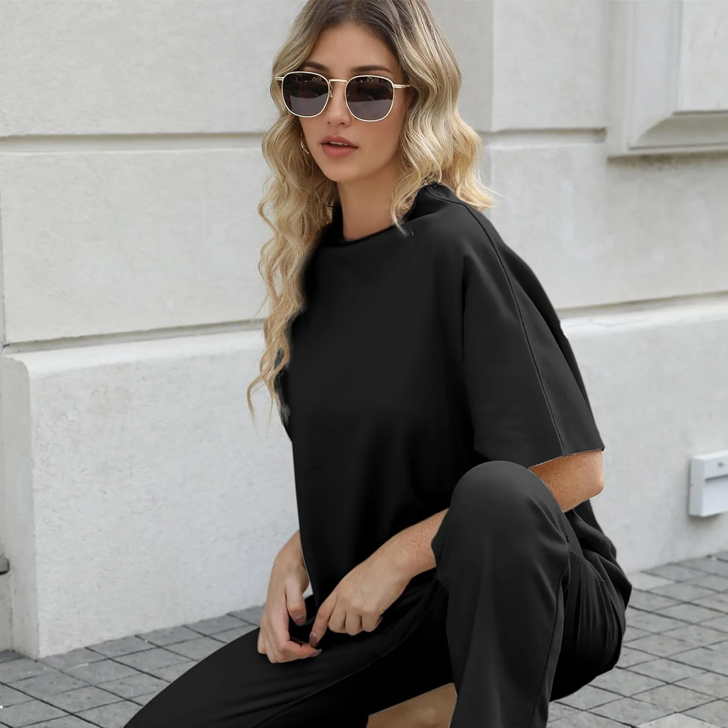Womens Tops Batwing Sleeve Mock Neck T Shirts Oversized Tees Maternity Workout Casual Blouses Trendy Y2K Outfits