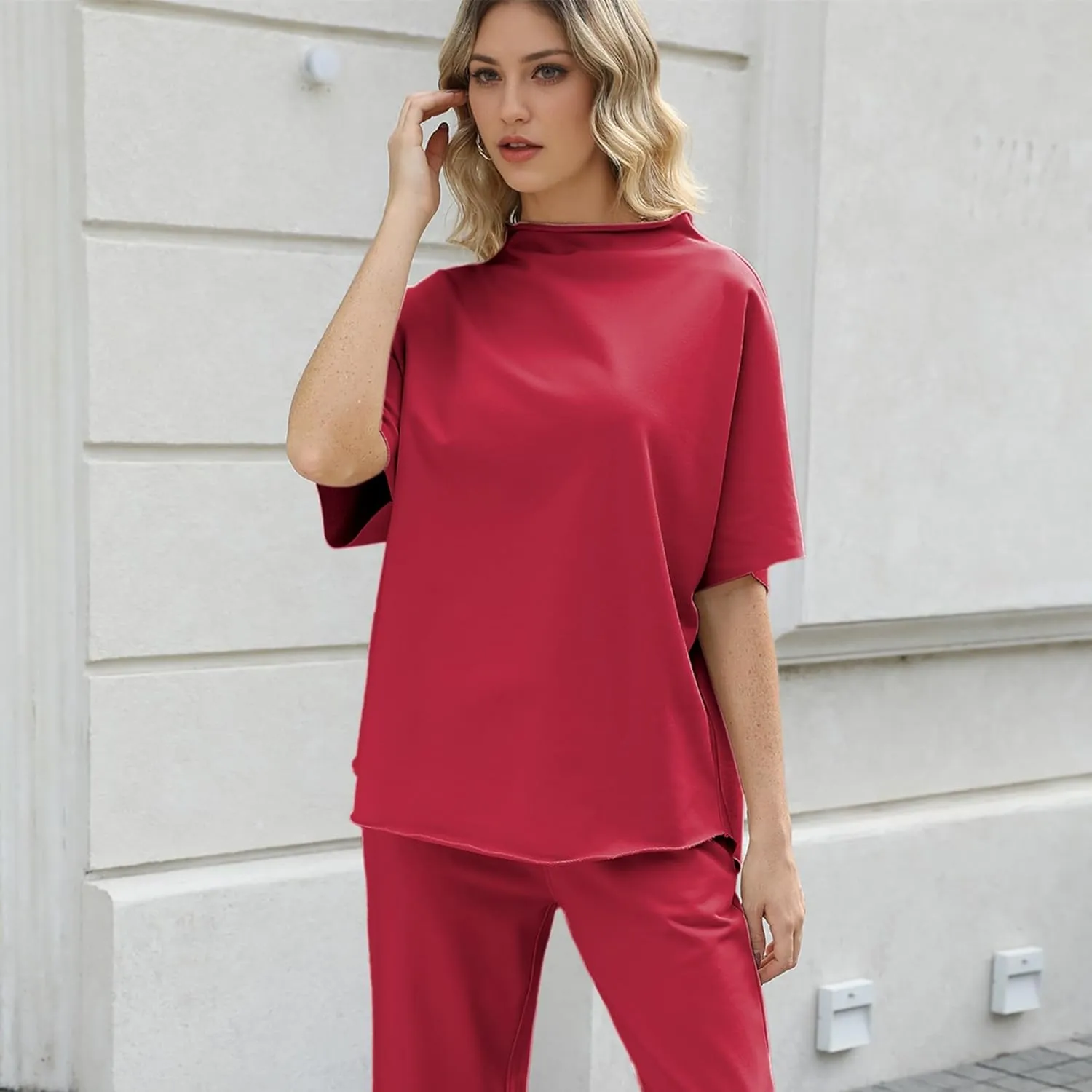 Womens Tops Batwing Sleeve Mock Neck T Shirts Oversized Tees Maternity Workout Casual Blouses Trendy Y2K Outfits